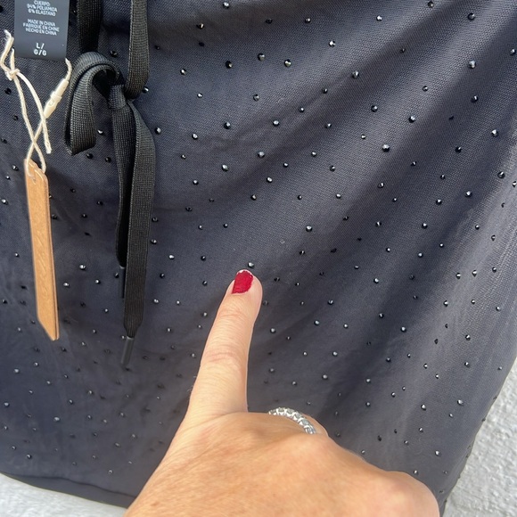 Skims Mesh Rhinestone Swim Cover Up Mini Skirt Onyx. Size L - Picture 10 of 14